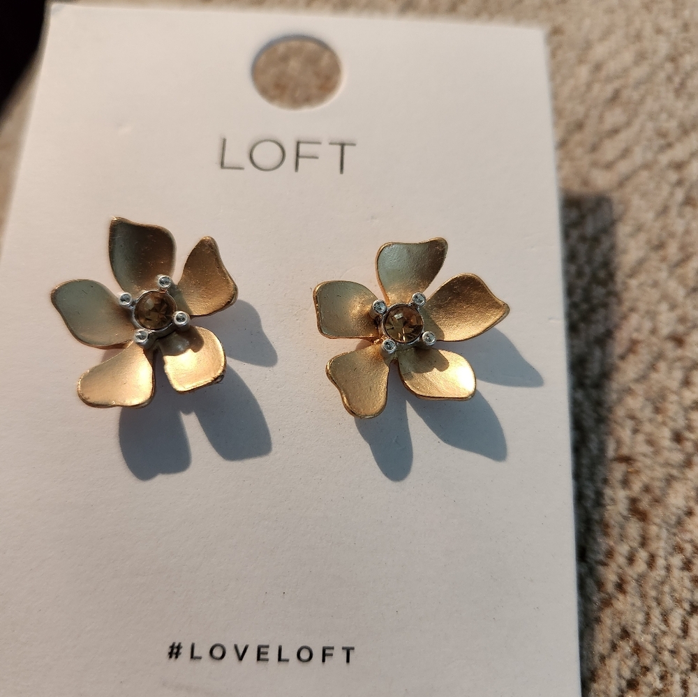 LOFT GOLDTONE FLOWER STUD EARRINGS